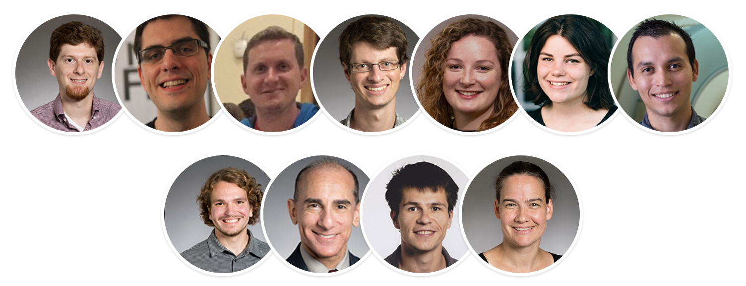 The TeachStat Research Group team. Top, from left: me, Philipp Burckhardt, Peter Elliott, Ciaran Evans, Amanda Luby, Mikaela Meyer, and Josue Orellana. Bottom: Ron Yurko, Gordon Weinberg, Jerzy Wieczorek, and Rebeecca Nugent. Credit also to Sangwon Hyun, Kevin Lin, and Christopher Peter Makris for their support.